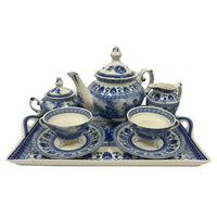 16" Liberty Blue Transferware Porcelain Tea Set w/ Tray
