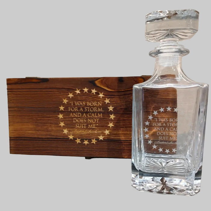 Born for a Storm Quote Decanter in Wooden Box