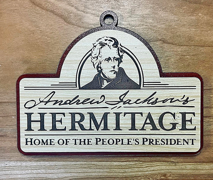 Wooden Andrew Jackson Hermitage Logo Ornament