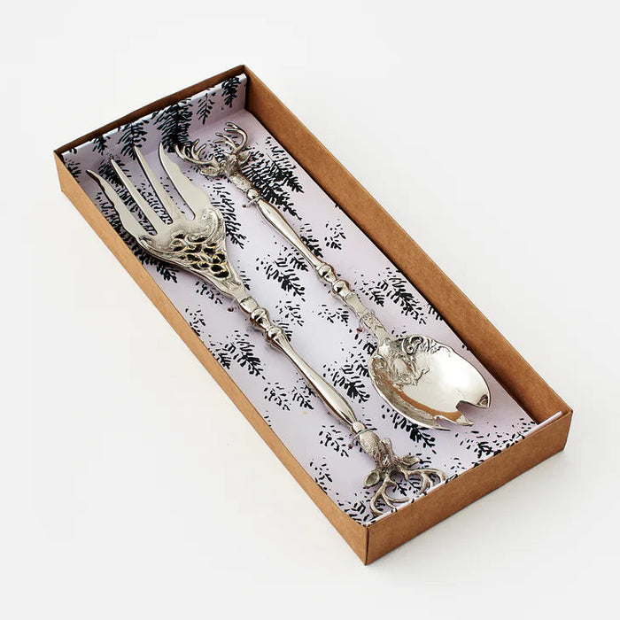 Silver Deer Salad Server Set