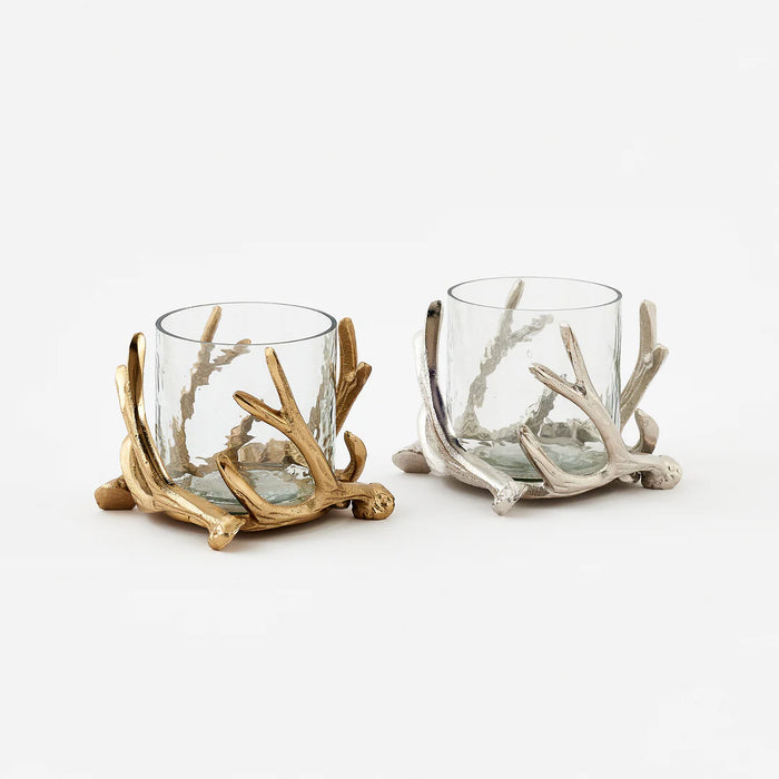 Antler Hurricane Candle Holder with Glass Shade