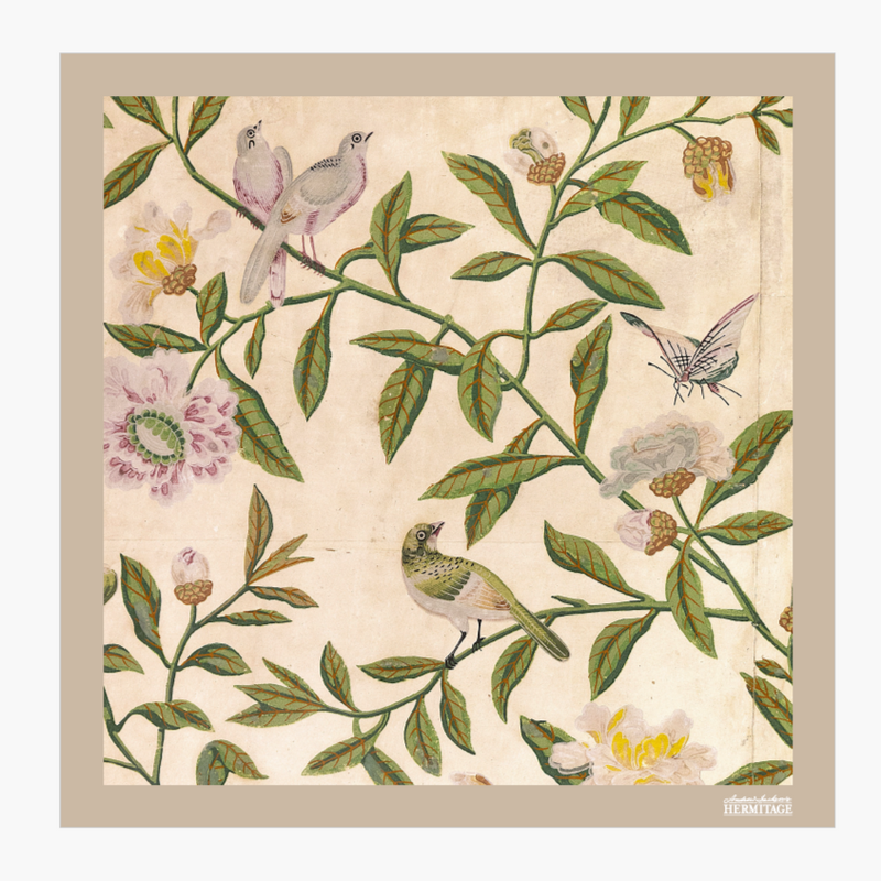 Hermitage 100% Silk Scarf Bird Wallpaper