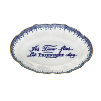 Mottahedeh Porcelain Ring Tray "As Time Flies Let Friendship Stay"