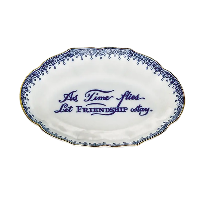 Mottahedeh Porcelain Ring Tray "As Time Flies Let Friendship Stay"