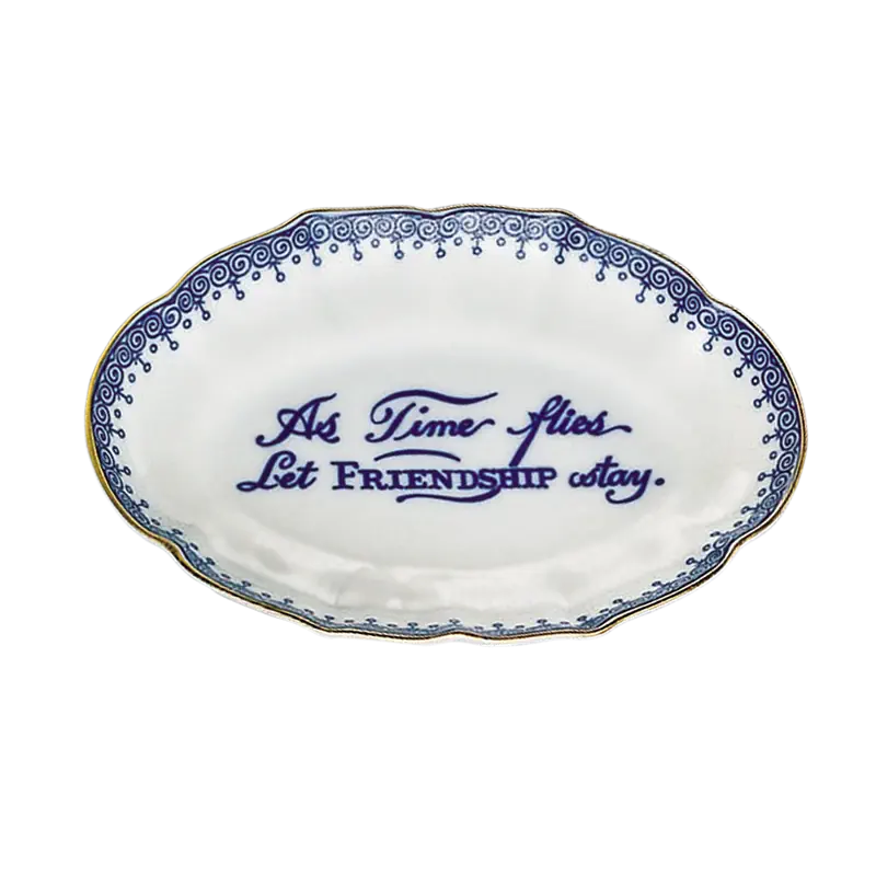 Mottahedeh Porcelain Ring Tray "As Time Flies Let Friendship Stay"