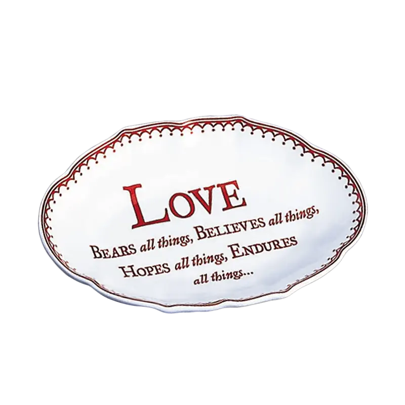 Mottahedeh Porcelain Ring Tray "Love Bears All Things..."