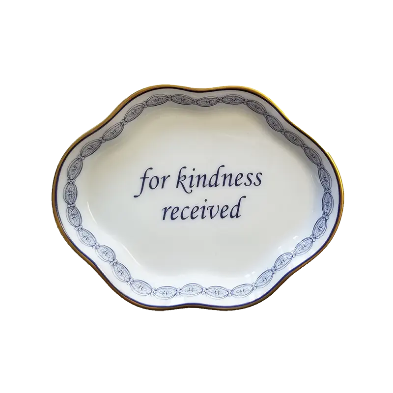 Mottahedeh Porcelain Ring Tray "For Kindness Received"