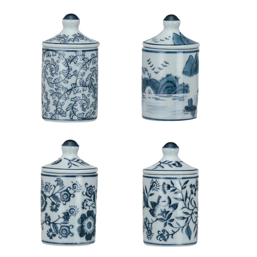 Hand-Painted Stoneware Spice Jar w/ Pattern