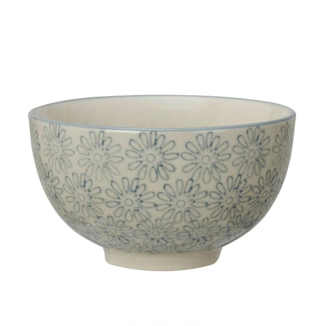 Hand-Stamped Stoneware Bowl w/ Pattern