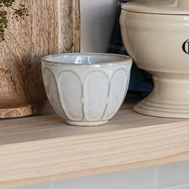 Stoneware Ribbed Bowl, White