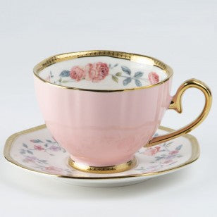 Pink Gold Teacup and Saucer