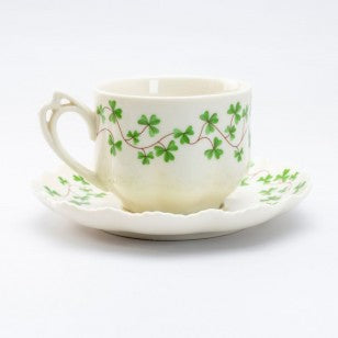 Clover Vine Hand Crafted Scallop Tea Cup Saucer
