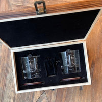 Born for a Storm Quote 2-Glass Set in Wood Box