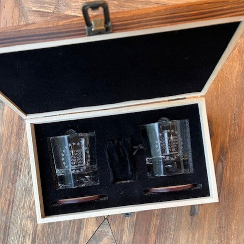 Born for a Storm Quote 2-Glass Set in Wood Box